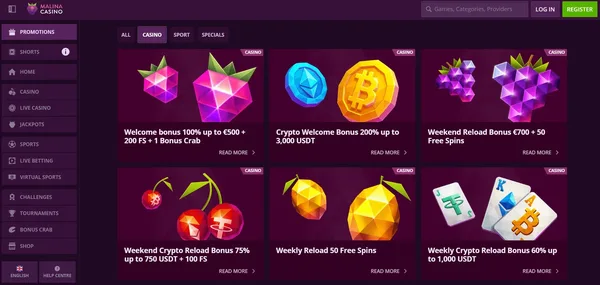 Malina Casino screenshot 2